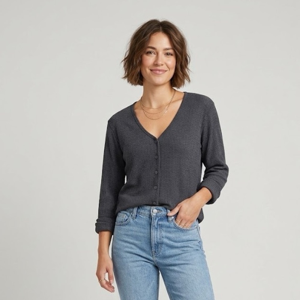 Smash + Tess Charcoal Ribbed Cardigan | Size XS